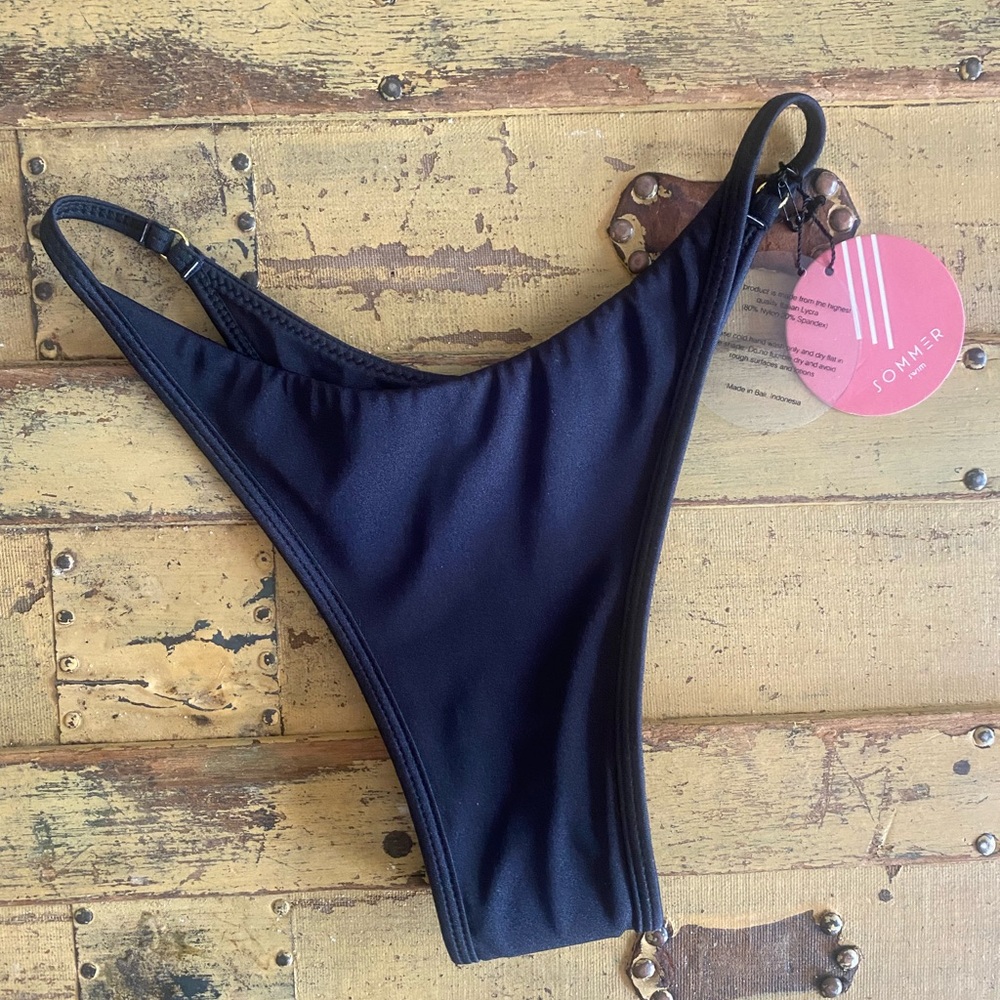SOMMER SWIM BIKINI BOTTOMS BLACK BRAZILIAN NWT - Picture 6 of 15
